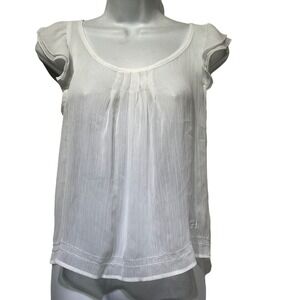 gilly hicks white sheer ruffle blouse Size XS